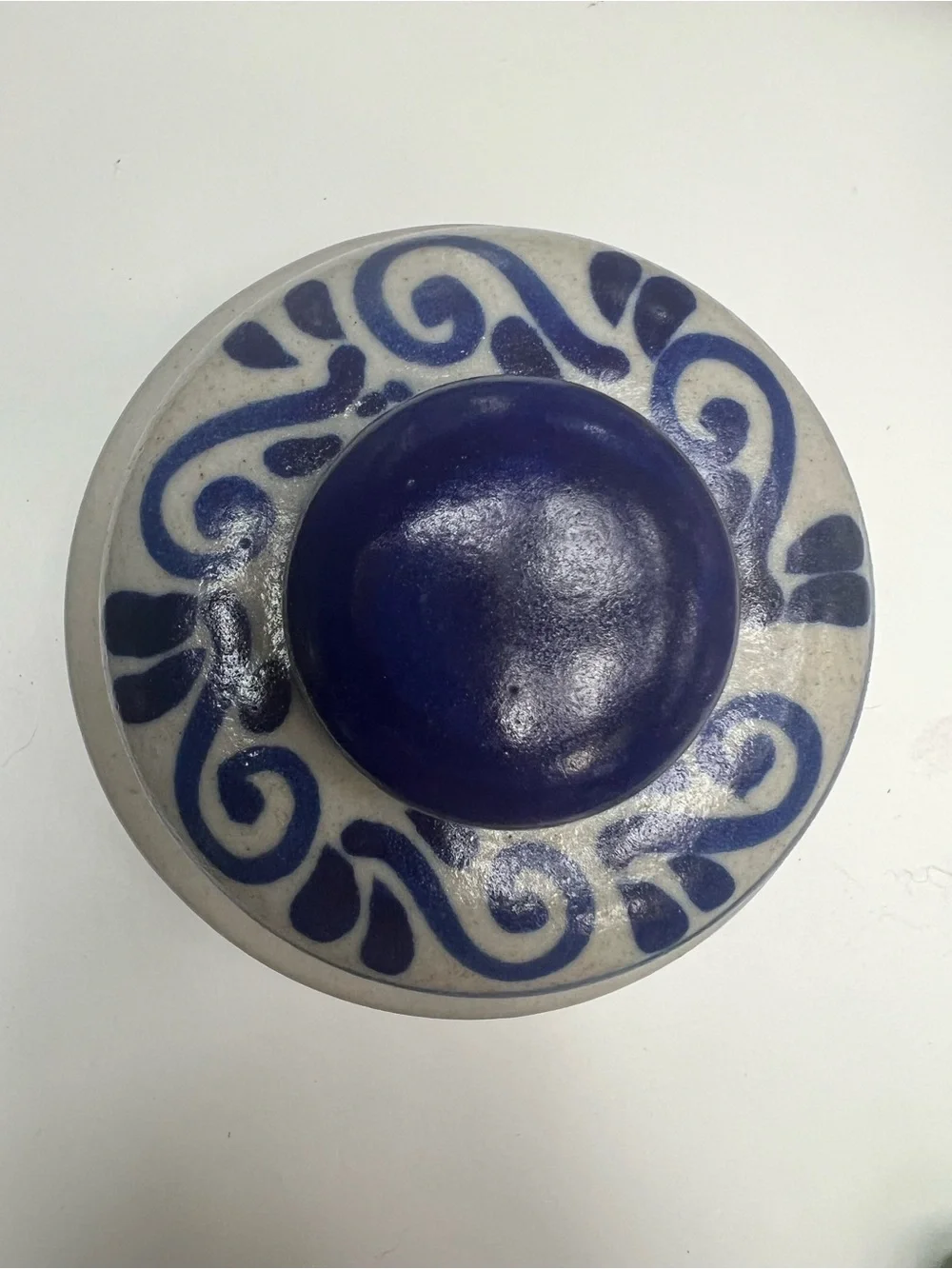Vintage Mexican Stoneware Coffee Set Hand-Painted Cobalt Blue, Estado de Mexico